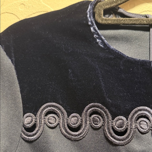 Sandro Navy Blue Long Sleeve Dress with Embroidered Details - Picture 4 of 4
